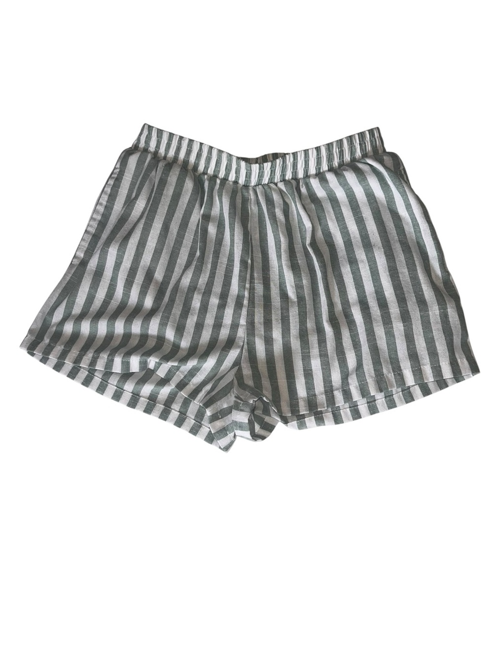 New Look Green and White Vertical Stripe linen blend Shorts